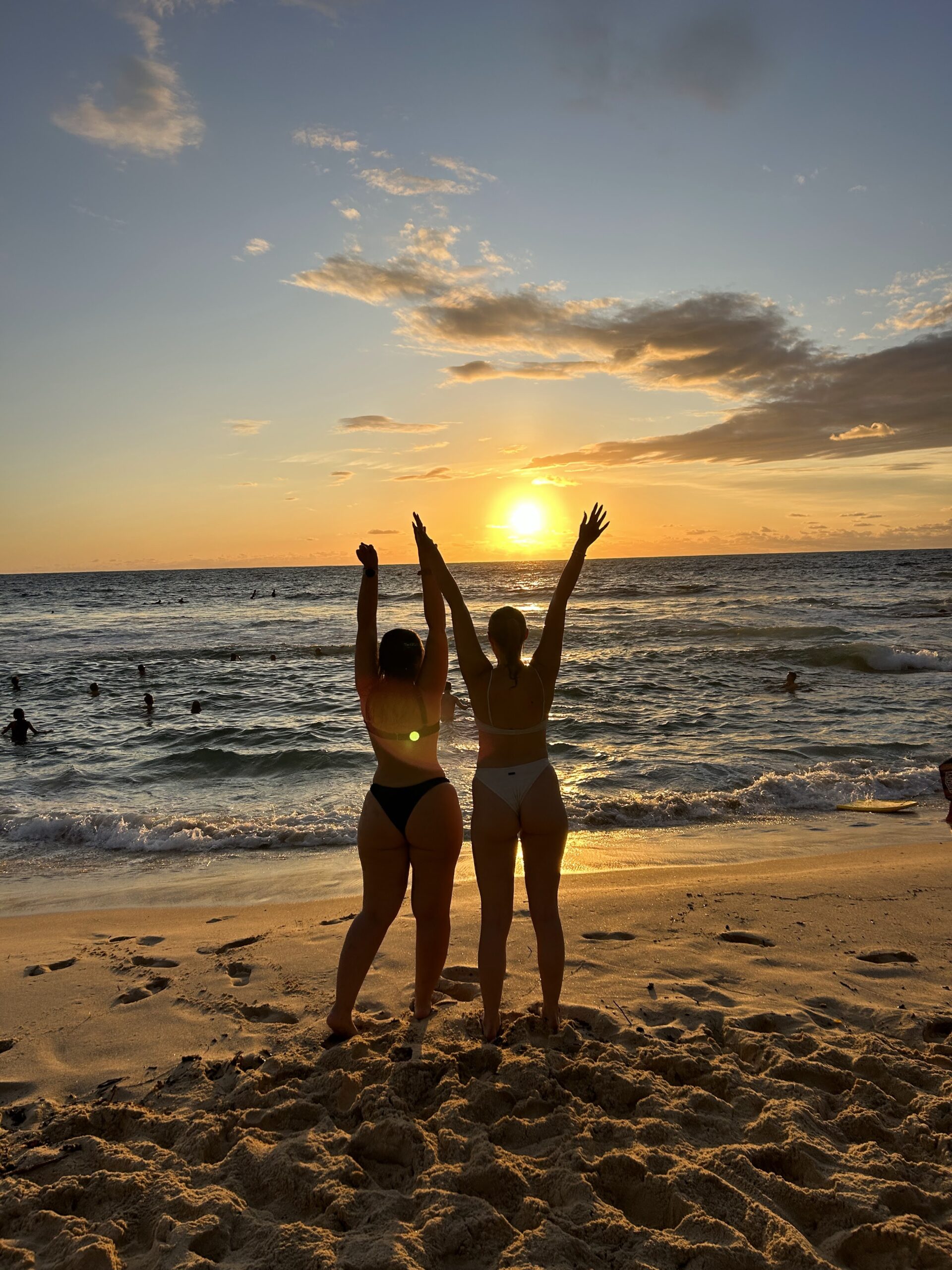 two girls in bikinis on Bronte beach, Sydney